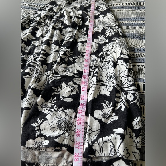 NWT Old Navy Floral Black & White Midi Euro Summer Dress Linen Fit & Flare Small - Picture 12 of 13